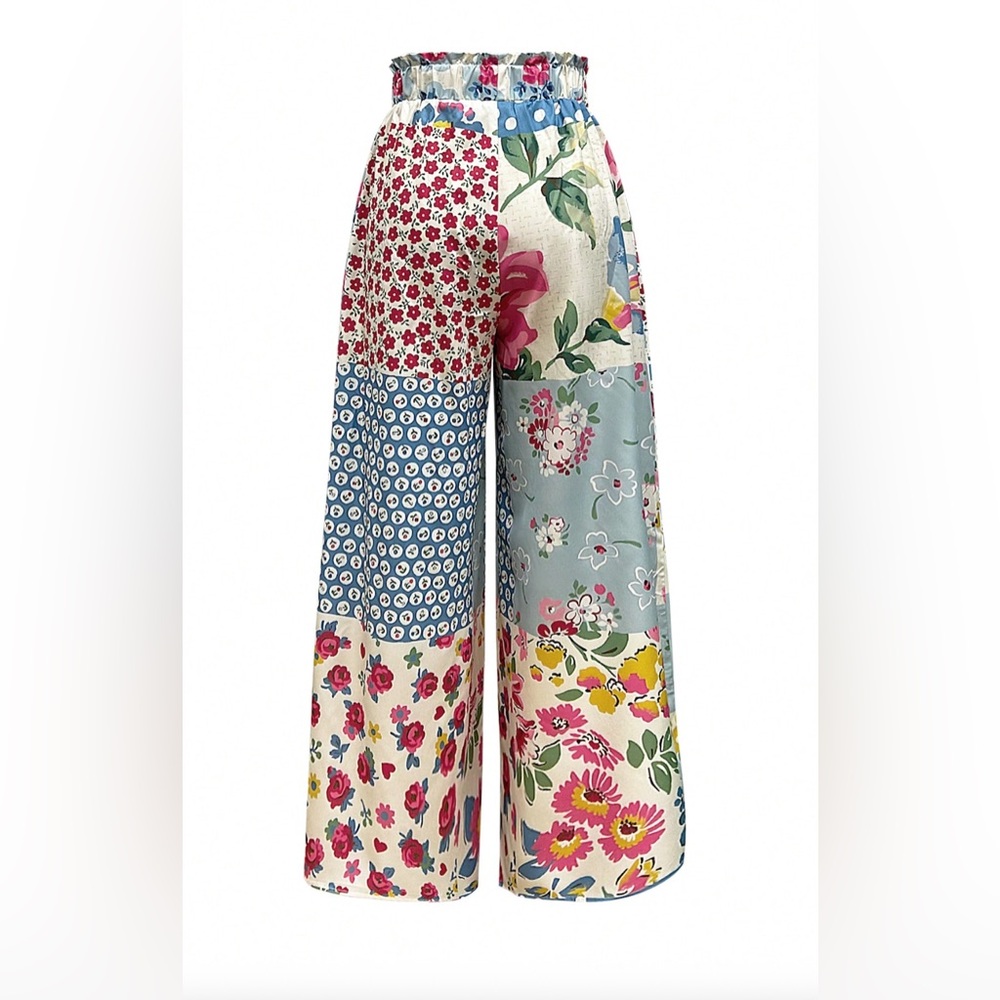 Boho Flowy Floral Wide Leg Pants - Picture 5 of 10